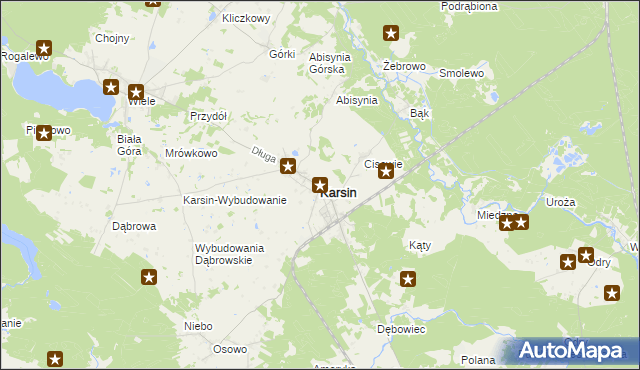 mapa Karsin powiat kościerski, Karsin powiat kościerski na mapie Targeo