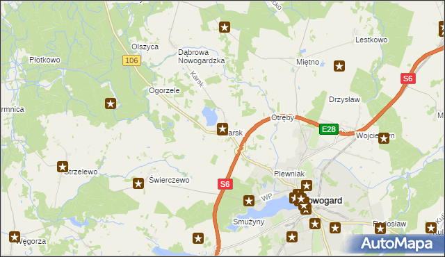 mapa Karsk gmina Nowogard, Karsk gmina Nowogard na mapie Targeo