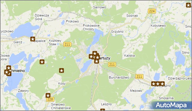 mapa Kartuzy, Kartuzy na mapie Targeo