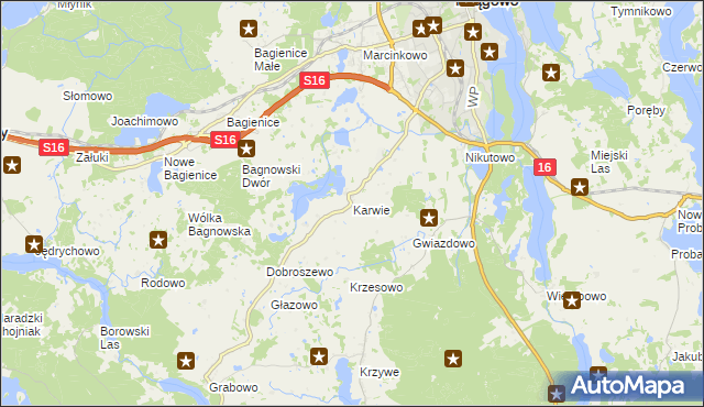 mapa Karwie gmina Mrągowo, Karwie gmina Mrągowo na mapie Targeo