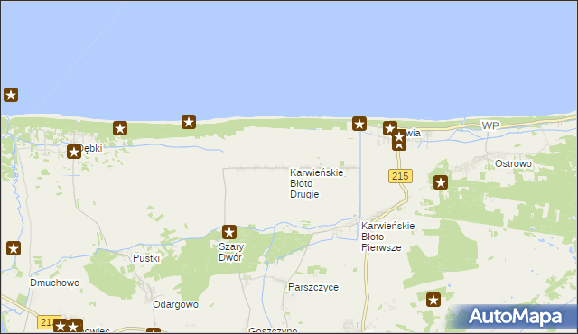 mapa Karwieńskie Błoto Drugie, Karwieńskie Błoto Drugie na mapie Targeo