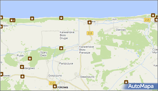 mapa Karwieńskie Błoto Pierwsze, Karwieńskie Błoto Pierwsze na mapie Targeo