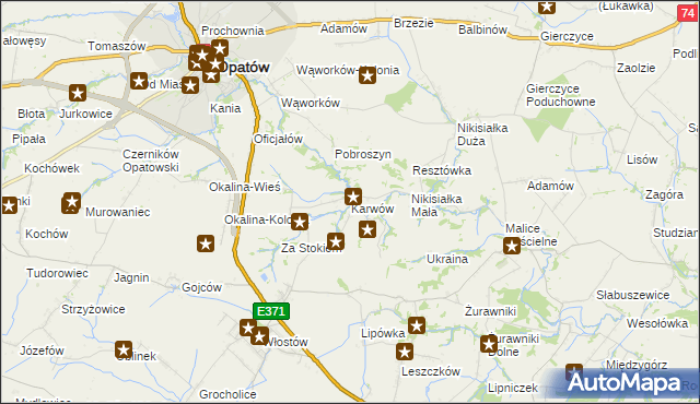 mapa Karwów gmina Opatów, Karwów gmina Opatów na mapie Targeo