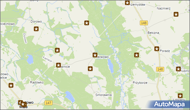 mapa Karwowo gmina Łobez, Karwowo gmina Łobez na mapie Targeo