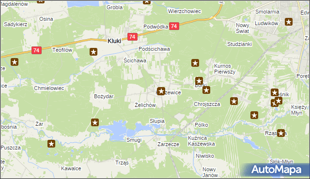 mapa Kaszewice, Kaszewice na mapie Targeo