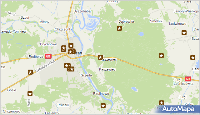 mapa Kaszewiec gmina Goworowo, Kaszewiec gmina Goworowo na mapie Targeo