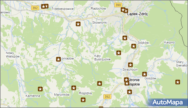 mapa Kąty Bystrzyckie, Kąty Bystrzyckie na mapie Targeo