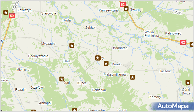 mapa Kąty gmina Korytnica, Kąty gmina Korytnica na mapie Targeo