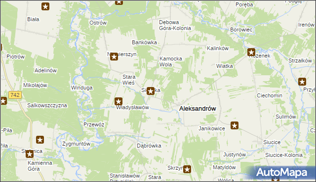 mapa Kawęczyn gmina Aleksandrów, Kawęczyn gmina Aleksandrów na mapie Targeo