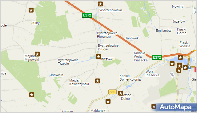 mapa Kawęczyn gmina Piaski, Kawęczyn gmina Piaski na mapie Targeo