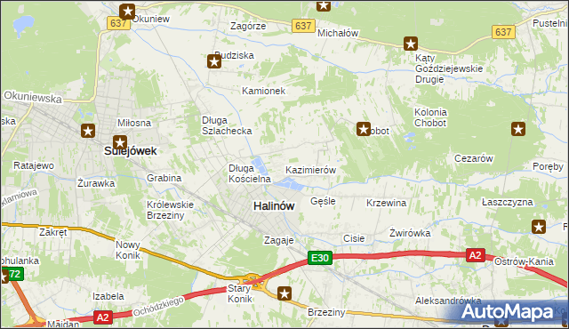 mapa Kazimierów gmina Halinów, Kazimierów gmina Halinów na mapie Targeo