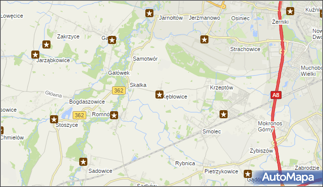 mapa Kębłowice gmina Kąty Wrocławskie, Kębłowice gmina Kąty Wrocławskie na mapie Targeo
