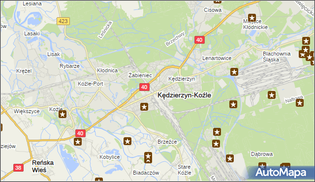 mapa Kędzierzyna-Koźle, Kędzierzyn-Koźle na mapie Targeo