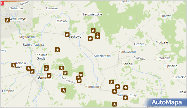 mapa Kędziorowo, Kędziorowo na mapie Targeo