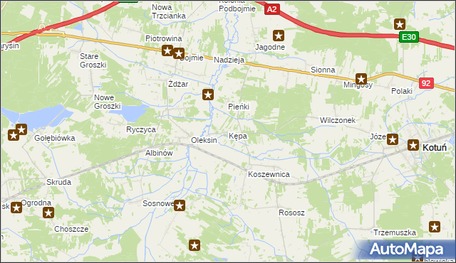 mapa Kępa gmina Kotuń, Kępa gmina Kotuń na mapie Targeo