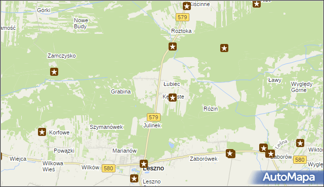 mapa Kępiaste gmina Leszno, Kępiaste gmina Leszno na mapie Targeo