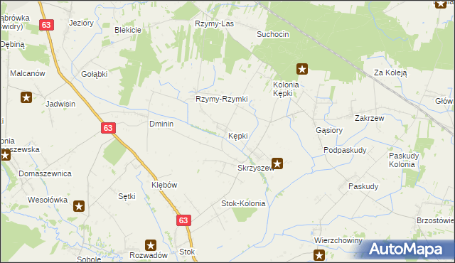 mapa Kępki gmina Ulan-Majorat, Kępki gmina Ulan-Majorat na mapie Targeo