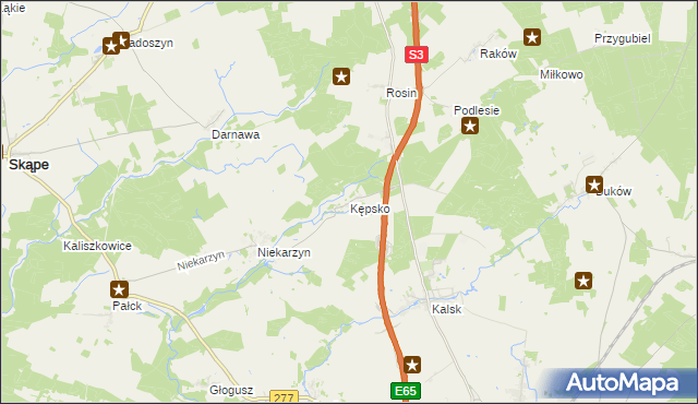 mapa Kępsko gmina Świebodzin, Kępsko gmina Świebodzin na mapie Targeo