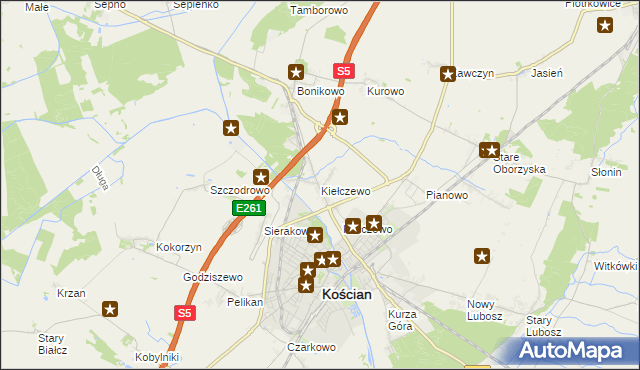 mapa Kiełczewo, Kiełczewo na mapie Targeo