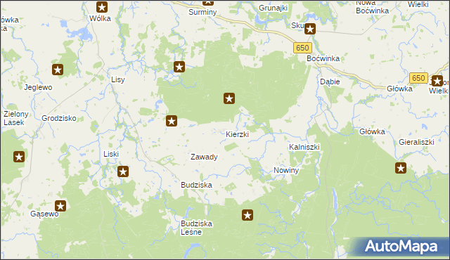 mapa Kierzki gmina Banie Mazurskie, Kierzki gmina Banie Mazurskie na mapie Targeo