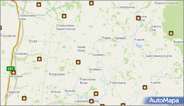 mapa Kizielany, Kizielany na mapie Targeo