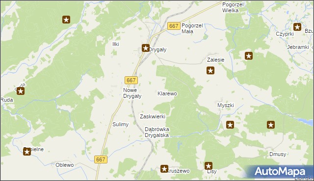 mapa Klarewo, Klarewo na mapie Targeo