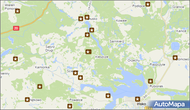 mapa Kleszcze gmina Ińsko, Kleszcze gmina Ińsko na mapie Targeo