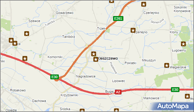 mapa Kleszczewo powiat poznański, Kleszczewo powiat poznański na mapie Targeo