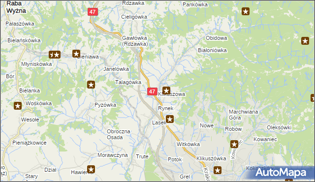 mapa Klikuszowa, Klikuszowa na mapie Targeo