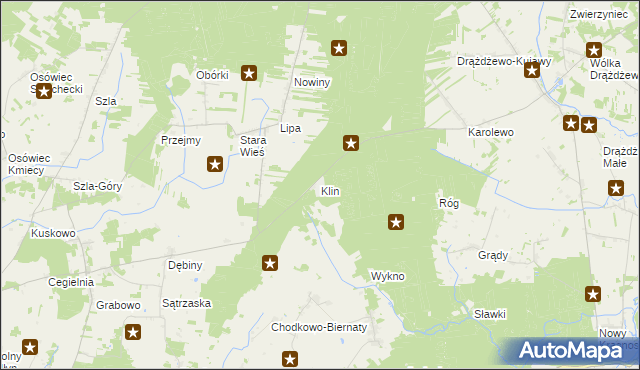 mapa Klin gmina Krasnosielc, Klin gmina Krasnosielc na mapie Targeo