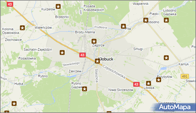 mapa Kłobuck, Kłobuck na mapie Targeo