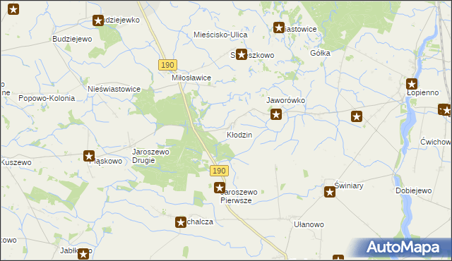 mapa Kłodzin gmina Mieścisko, Kłodzin gmina Mieścisko na mapie Targeo