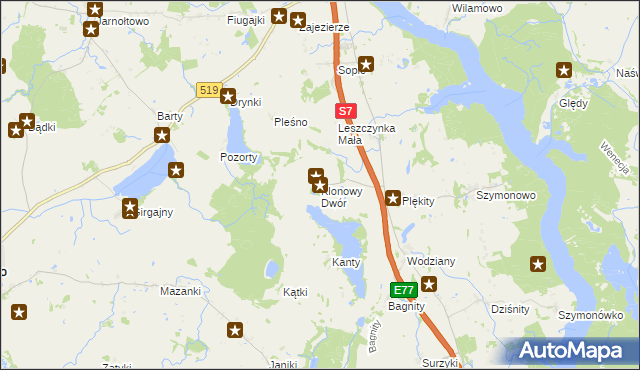 mapa Klonowy Dwór, Klonowy Dwór na mapie Targeo