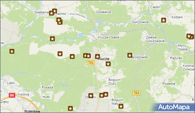 mapa Klucze powiat olkuski, Klucze powiat olkuski na mapie Targeo