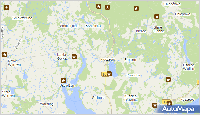 mapa Kluczewo gmina Czaplinek, Kluczewo gmina Czaplinek na mapie Targeo