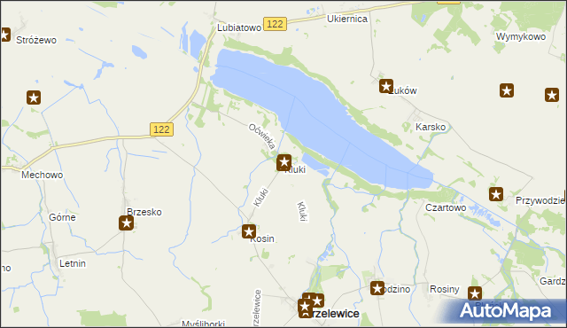 mapa Kluki gmina Przelewice, Kluki gmina Przelewice na mapie Targeo