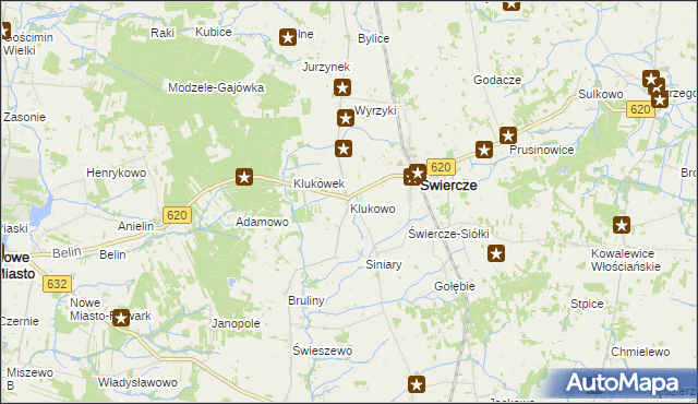 mapa Klukowo gmina Świercze, Klukowo gmina Świercze na mapie Targeo