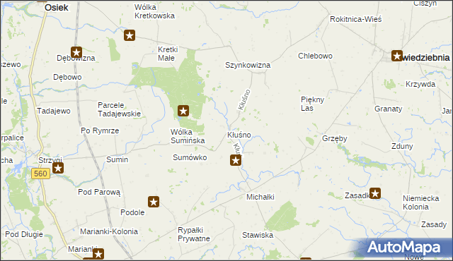 mapa Kłuśno, Kłuśno na mapie Targeo