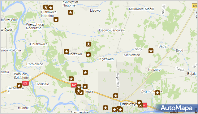 mapa Kłyzówka, Kłyzówka na mapie Targeo