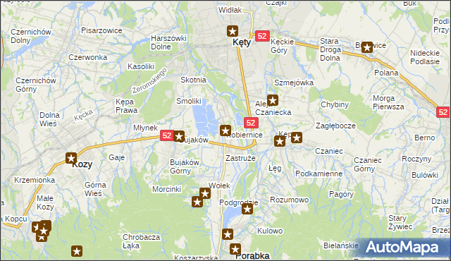 mapa Kobiernice, Kobiernice na mapie Targeo