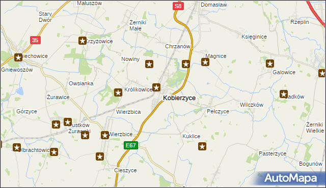 mapa Kobierzyce, Kobierzyce na mapie Targeo