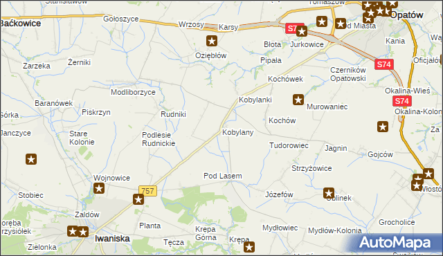 mapa Kobylany gmina Opatów, Kobylany gmina Opatów na mapie Targeo