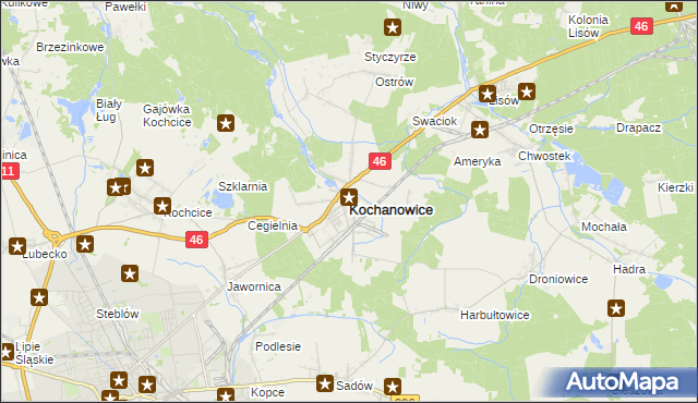 mapa Kochanowice, Kochanowice na mapie Targeo