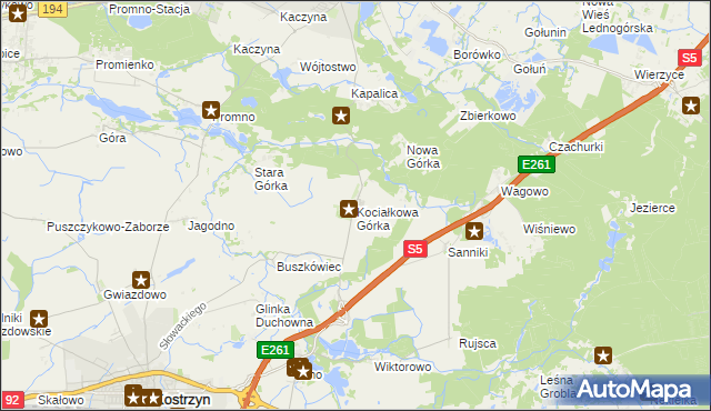 mapa Kociałkowa Górka, Kociałkowa Górka na mapie Targeo