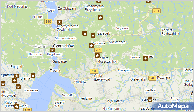 mapa Kocierz Moszczanicki, Kocierz Moszczanicki na mapie Targeo