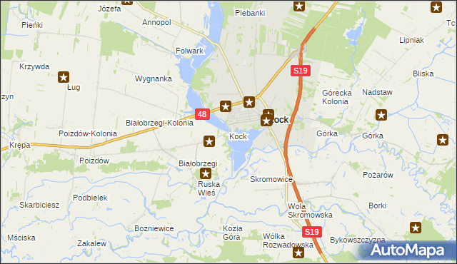 mapa Kock powiat lubartowski, Kock powiat lubartowski na mapie Targeo