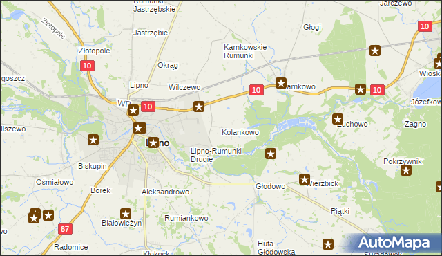 mapa Kolankowo gmina Lipno, Kolankowo gmina Lipno na mapie Targeo