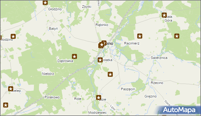 mapa Kołatka gmina Rąbino, Kołatka gmina Rąbino na mapie Targeo