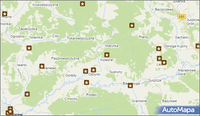 mapa Koleśne, Koleśne na mapie Targeo