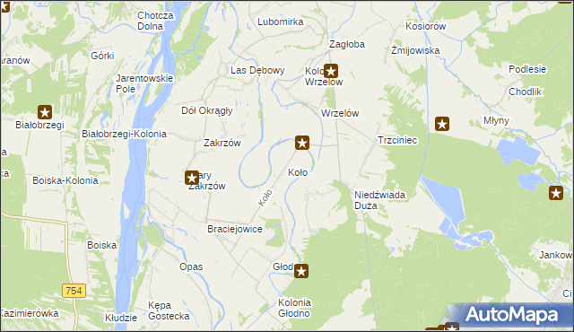 mapa Koło gmina Łaziska, Koło gmina Łaziska na mapie Targeo